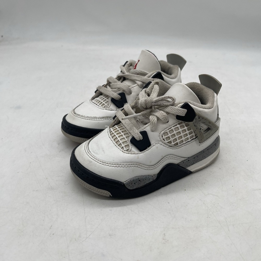 Nike Air Jordan 4 Retro OG White Cement Shoes Toddler Size 8C Walking IB4387-100